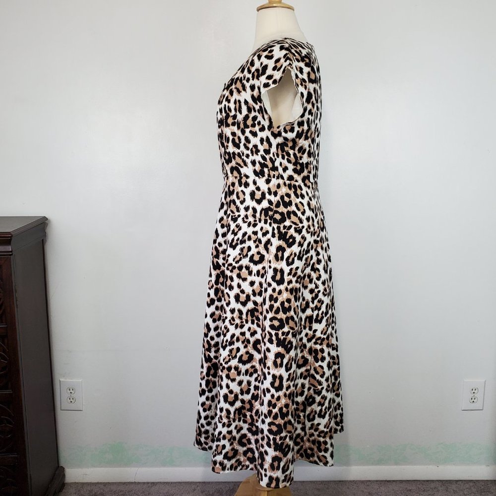 Ashley Stewart Linen Blend Animal Print Square Neck Dress With Pockets Size 14 - Picture 5 of 16